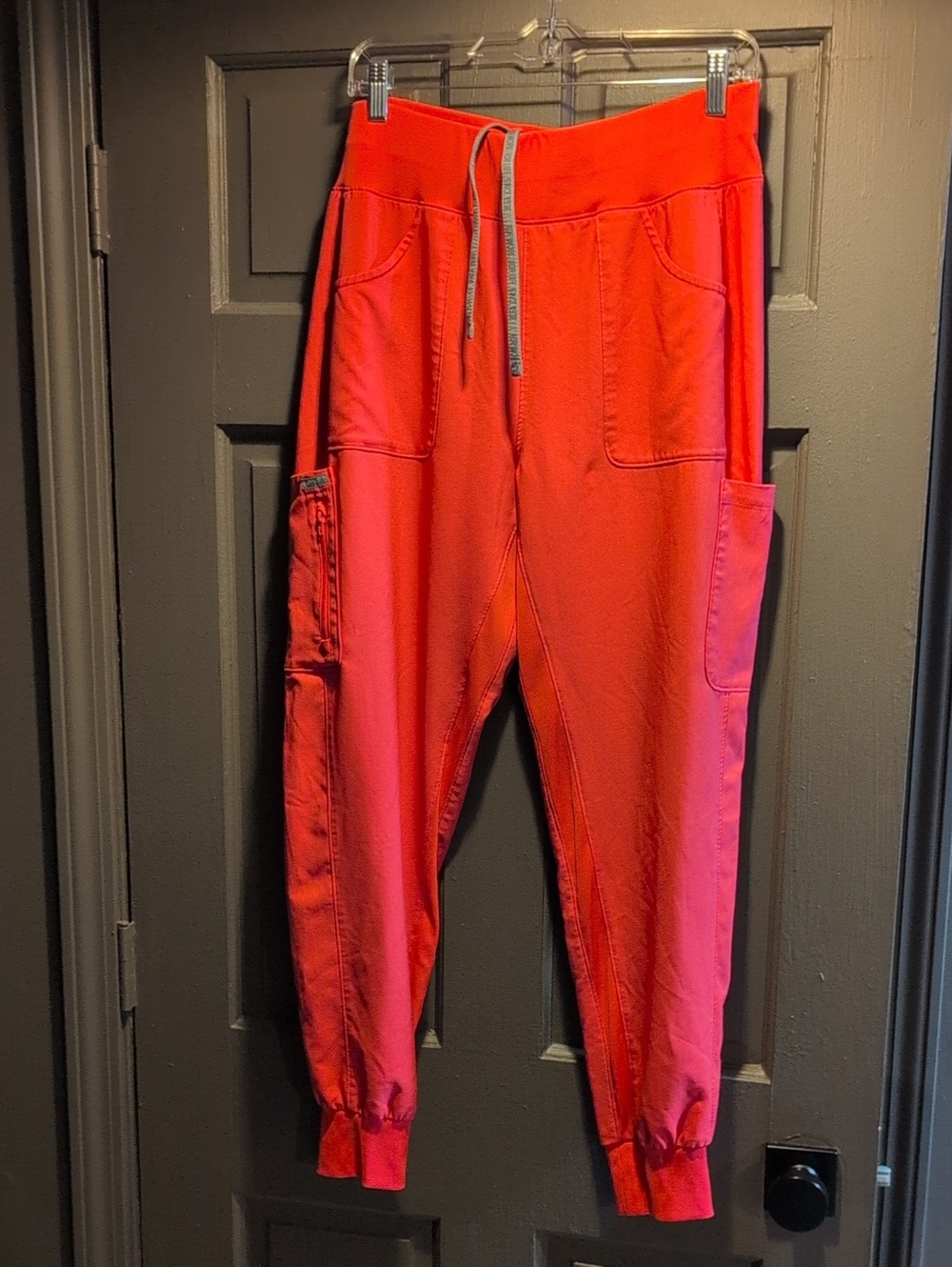 Women's Bright Pink Scrub Pants with Drawstring Waist